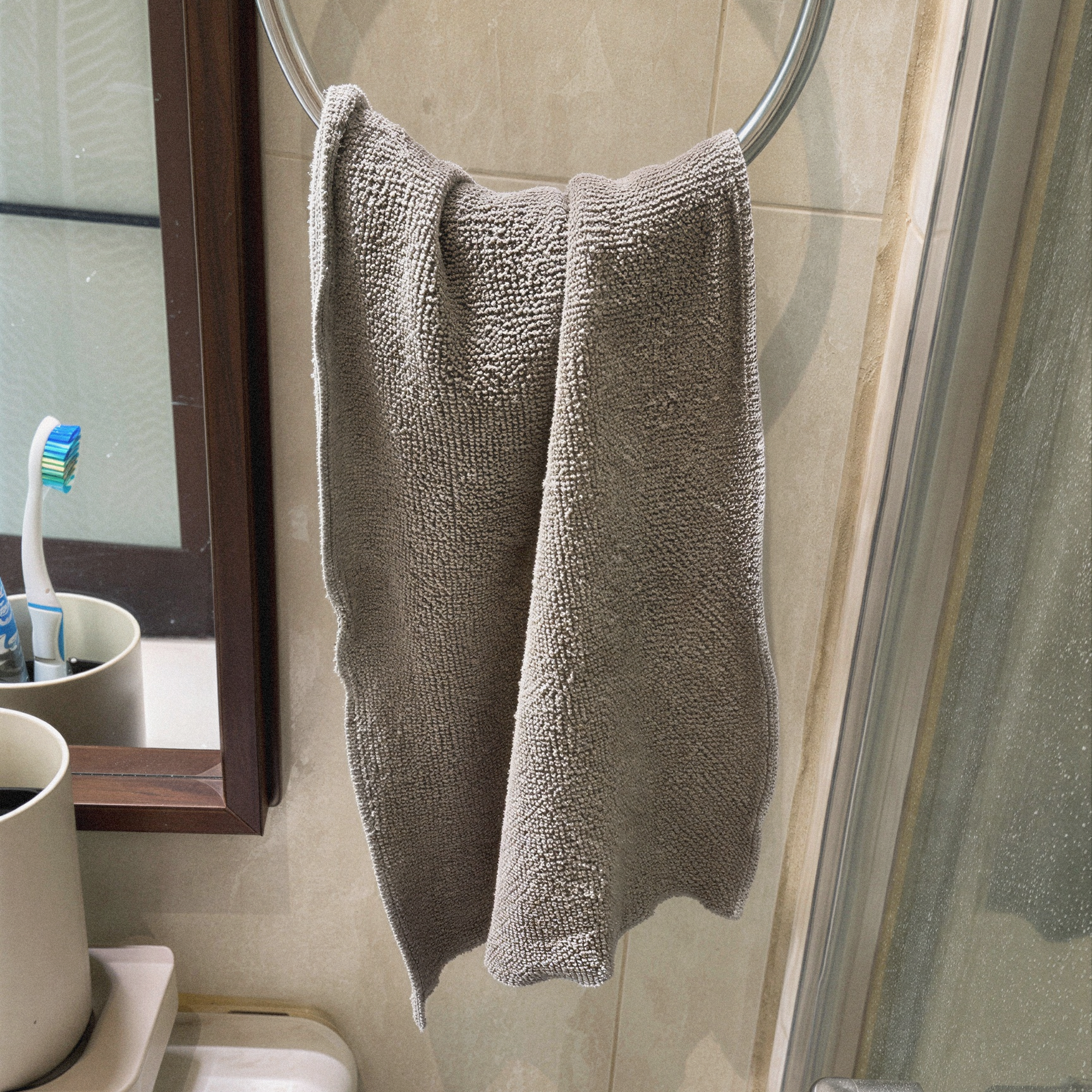Used washcloth that can reintroduce bacteria to skin