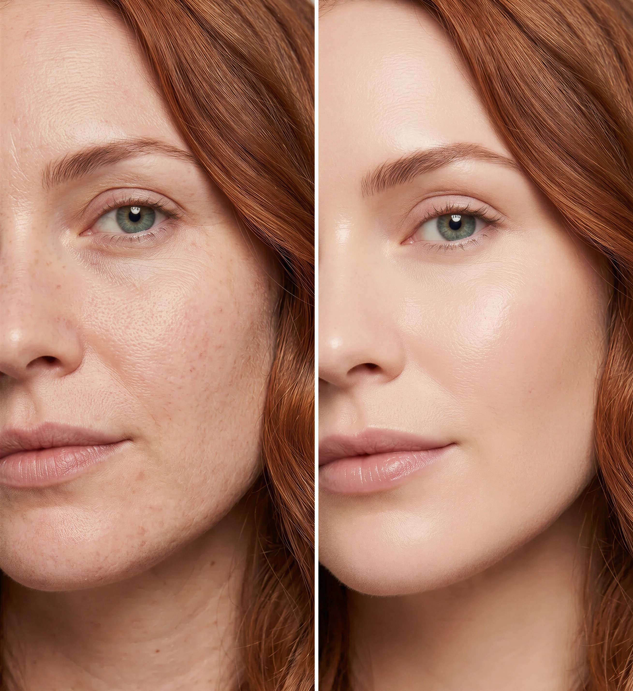 Before and after comparison showing smoother, more radiant-looking skin