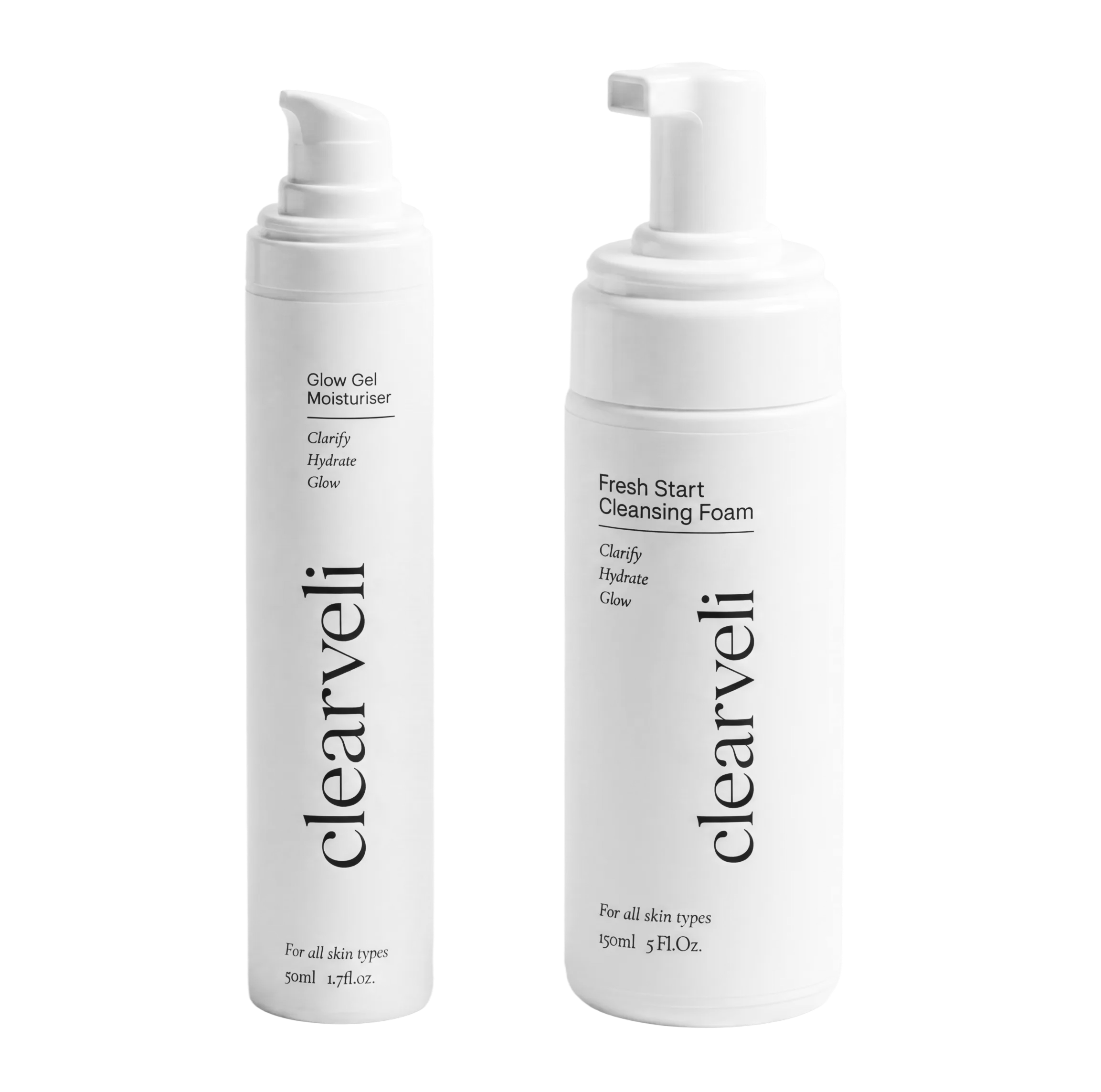 Clearveli Daily Glow Duo with cleanser and moisturiser
