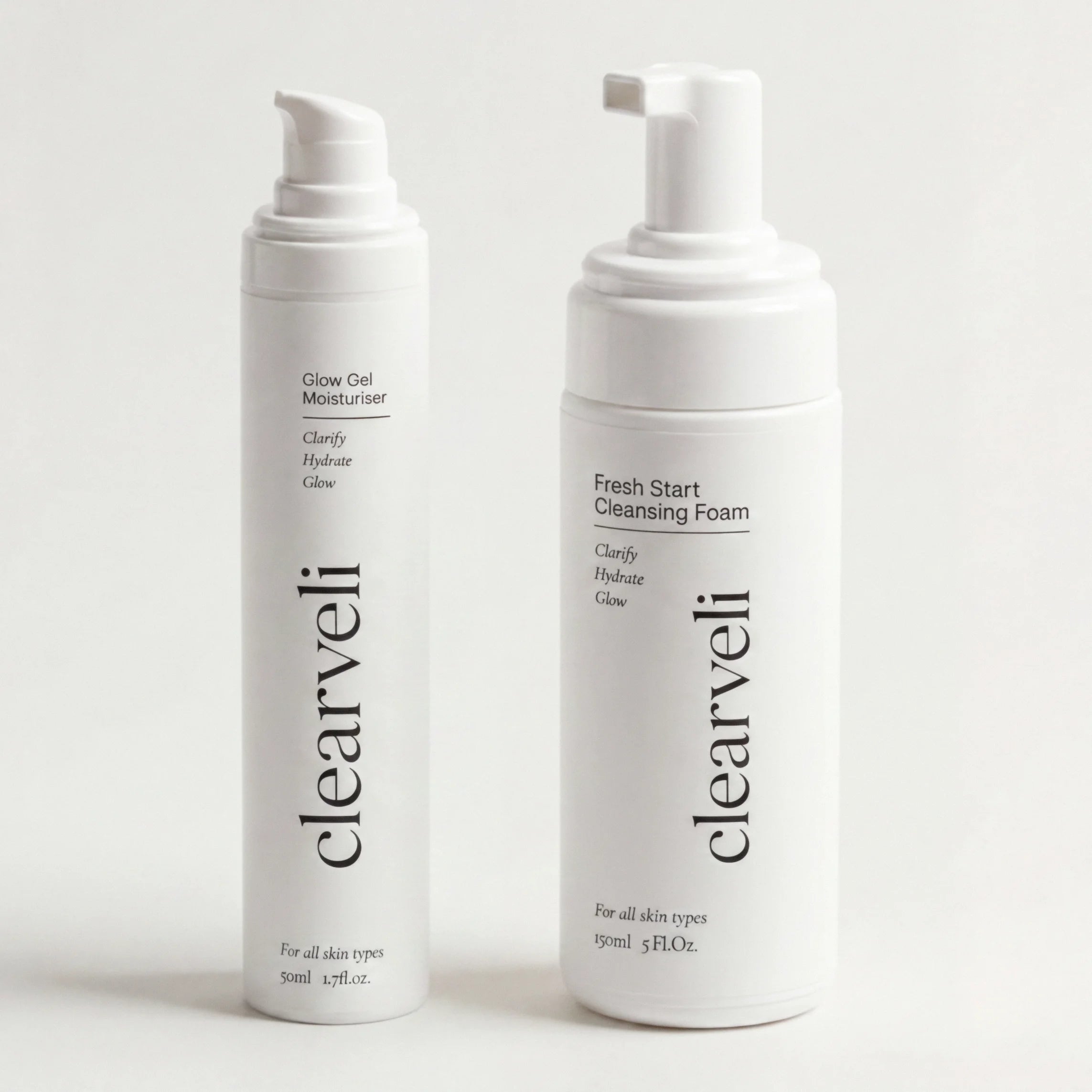 Clearveli Daily Glow Duo with Fresh Start Cleansing Foam and Glow Gel Moisturiser