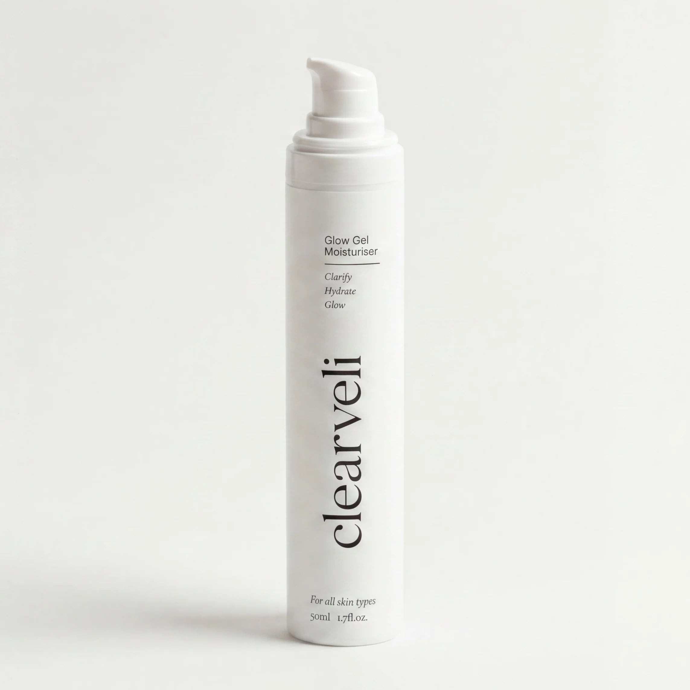 Clearveli Glow Gel Moisturiser jar, front view